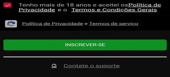 Caixa de confirmação de idade e termos